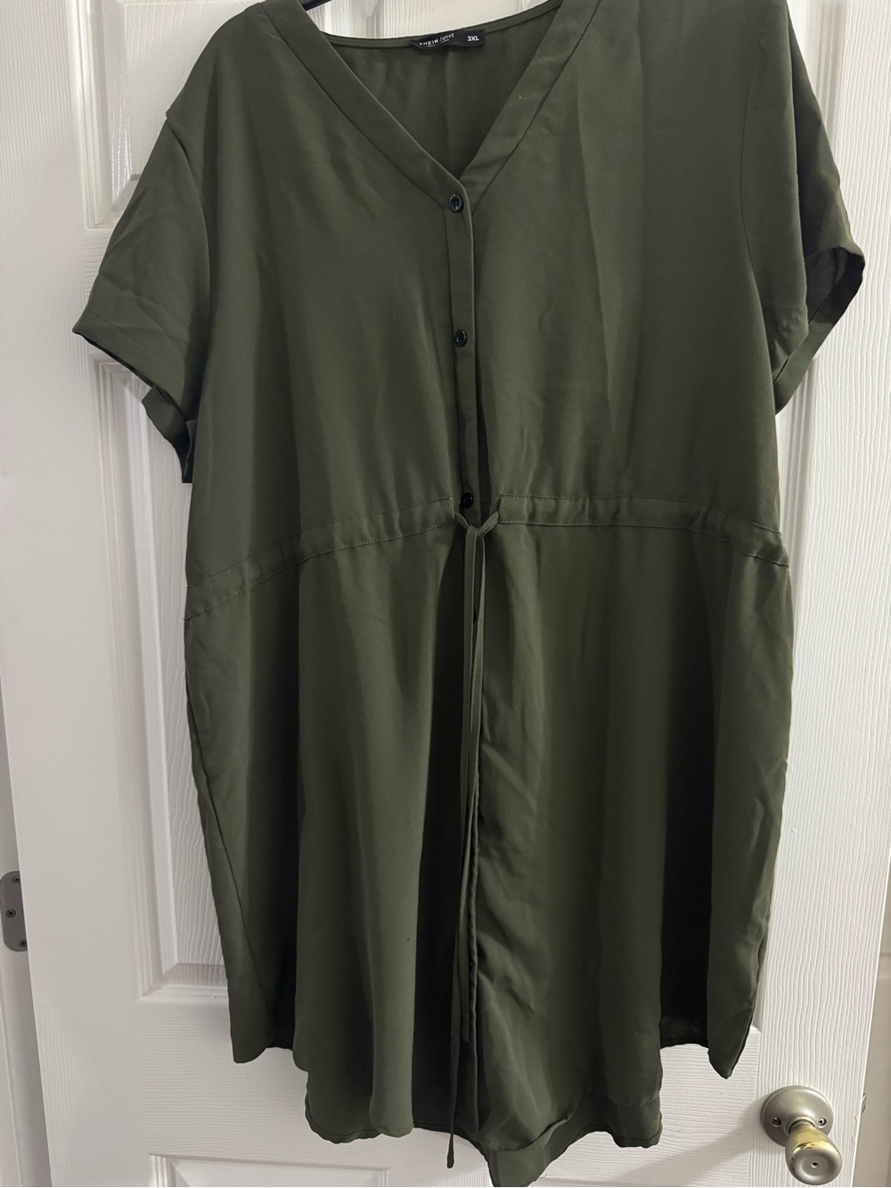 SHEIN Curve Olive Green V-Neck Dress - 3XL